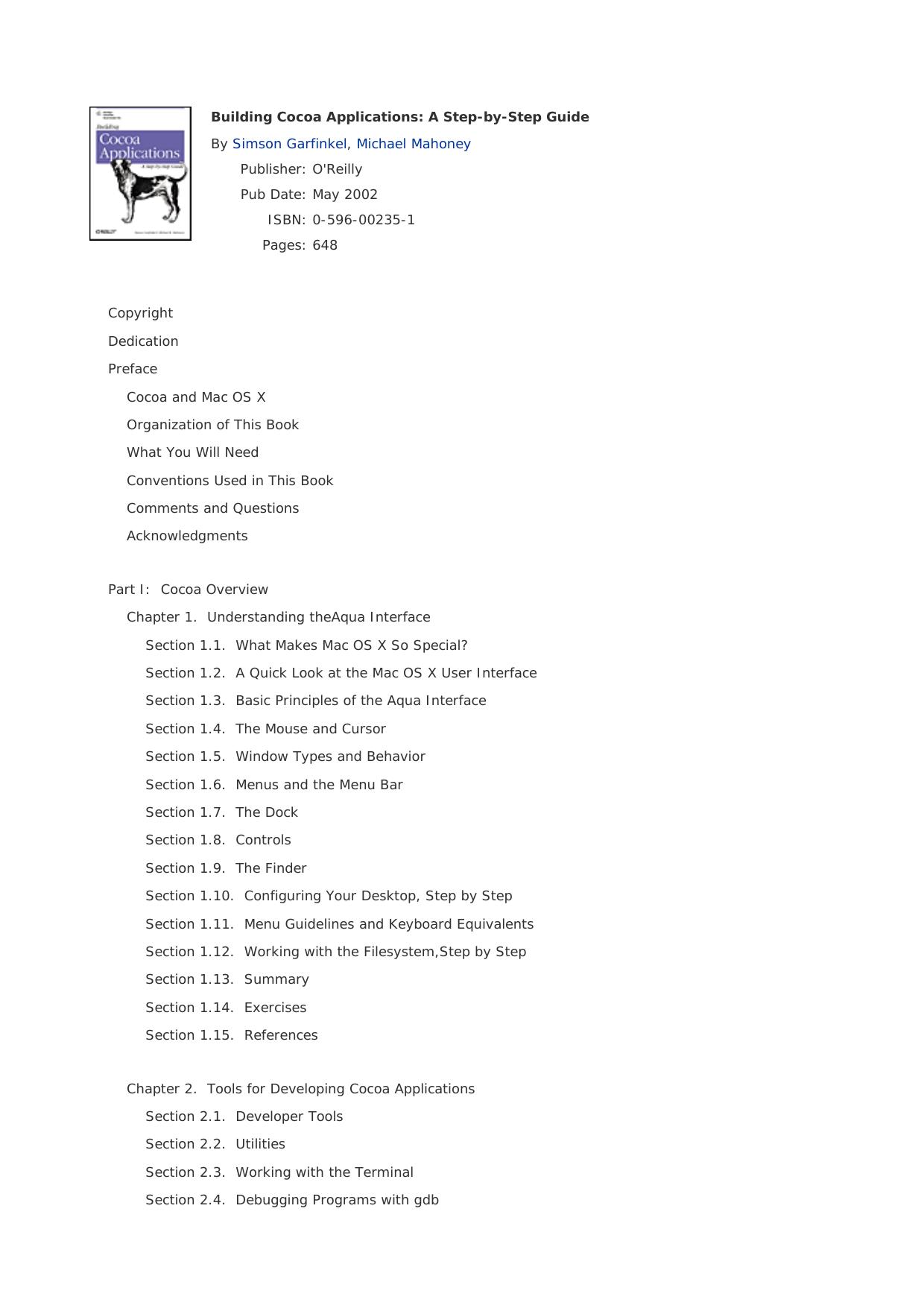 Building Cocoa Applications : A Step by Step Guide by Simson Garfinkel Michael K. Mahoney