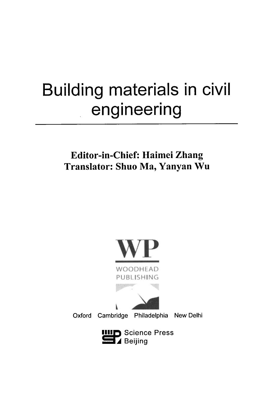 Building Materials in Civil Engineering by H. Zhang (Eds.)
