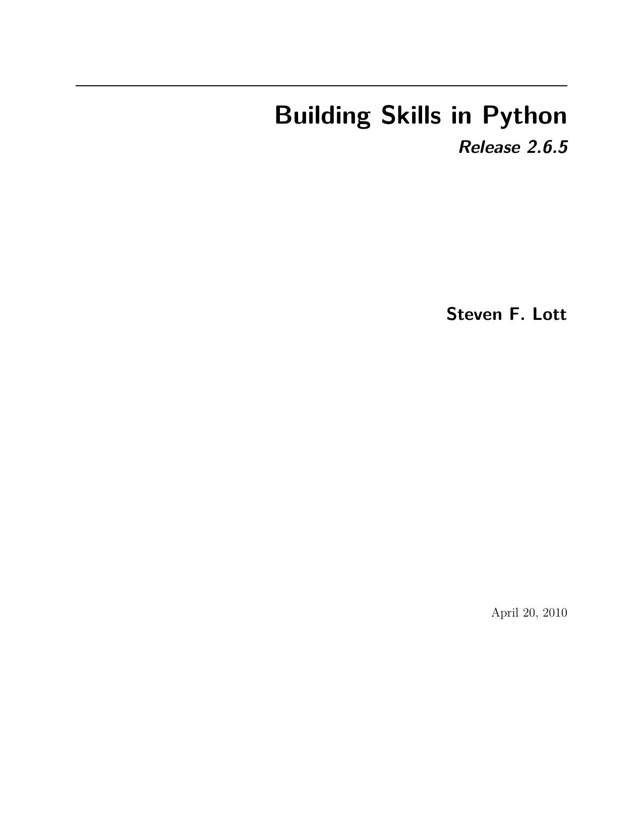 Building Skills in Python by Unknow