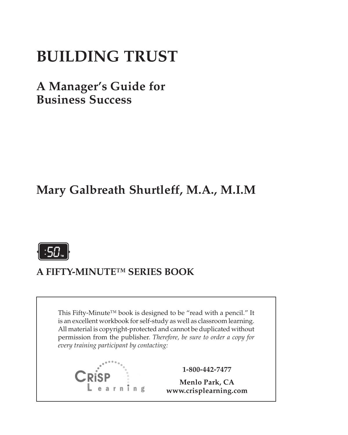 Building Trust for Business Success by Mary Shurtleff