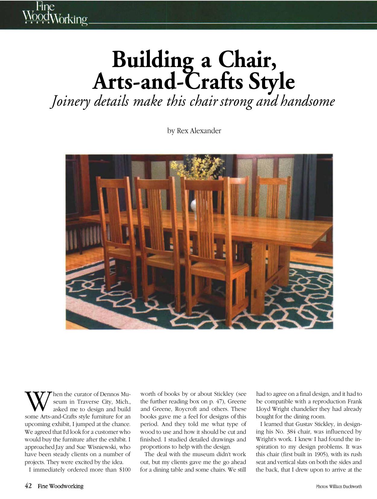 Building a Chair, Arts and Crafts Style by Rex Alexander