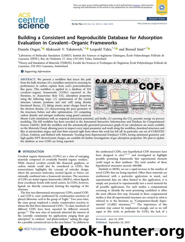Building a Consistent and Reproducible Database for Adsorption Evaluation in CovalentâOrganic Frameworks by unknow