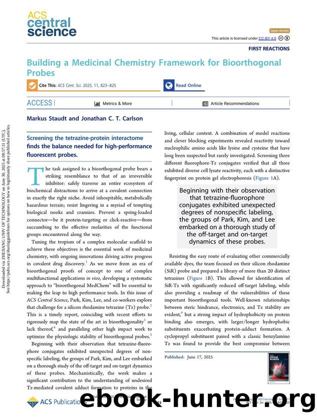 Building a Medicinal Chemistry Framework for Bioorthogonal Probes by Markus Staudt and Jonathan C. T. Carlson