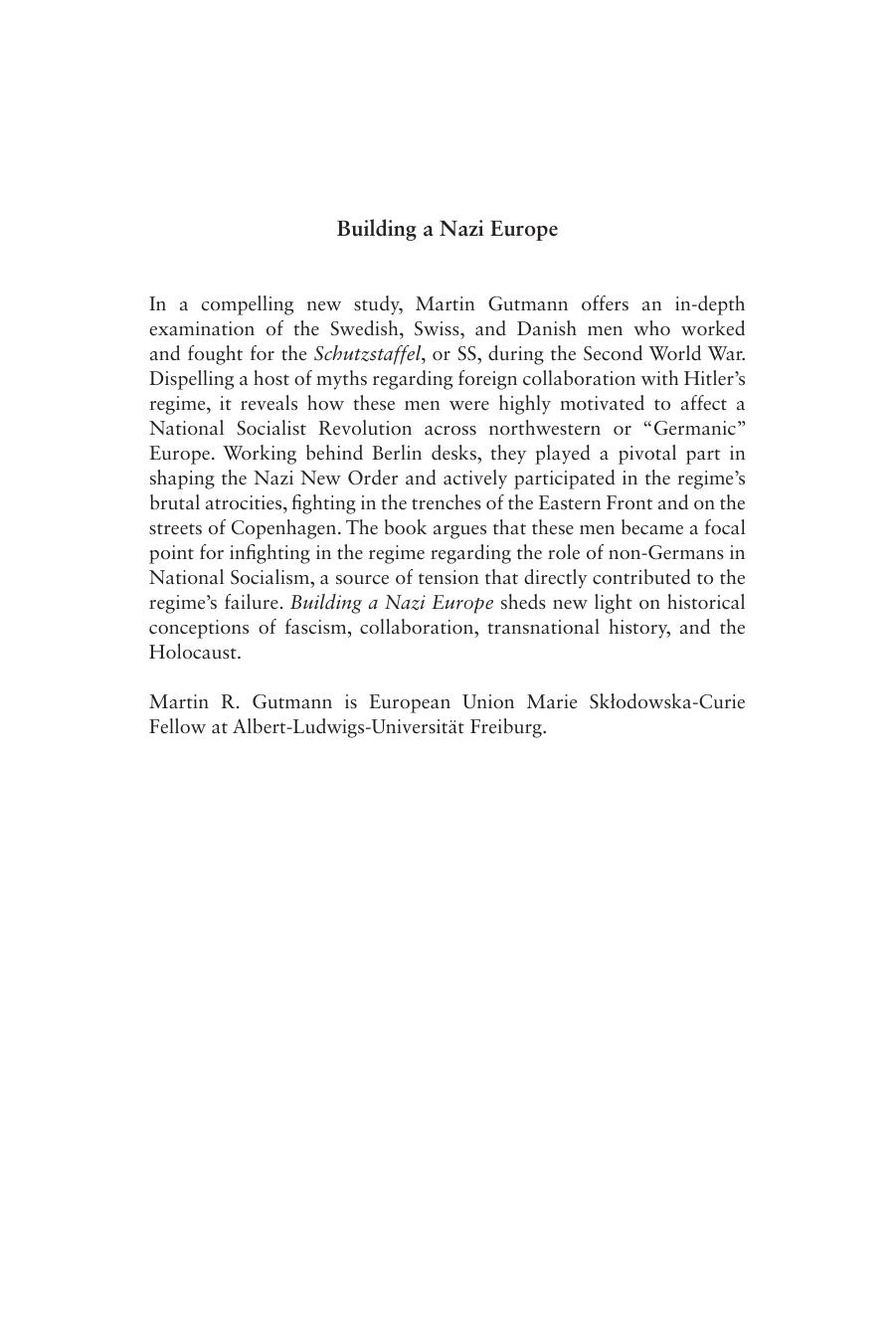 Building a Nazi Europe: The SSâs Germanic Volunteers by Martin R. Gutmann