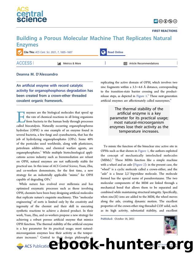 Building a Porous Molecular Machine That Replicates Natural Enzymes by Deanna M. D’Alessandro (ORCID: g/0000-0002-1497-2543)