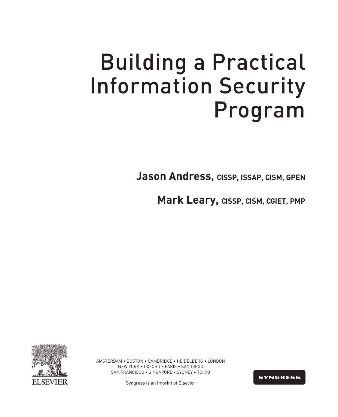 Building a Practical Information Security Program by Jason Andress Mark Leary