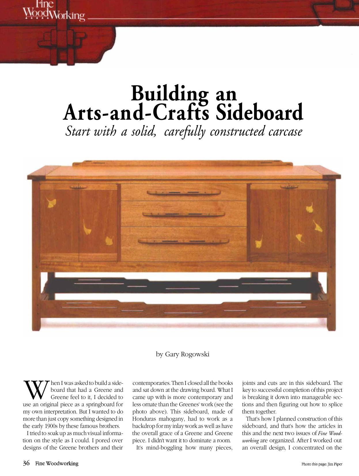 Building an Arts and Crafts-style Sideboard, Part I by Gary Rogowski