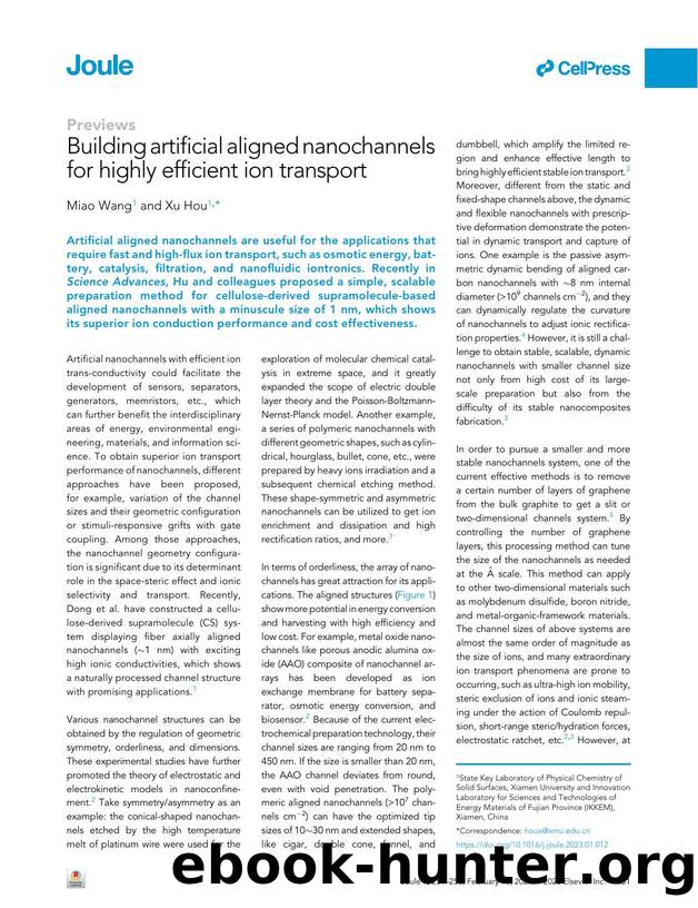 Building artificial aligned nanochannels for highly efficient ion transport by Miao Wang
