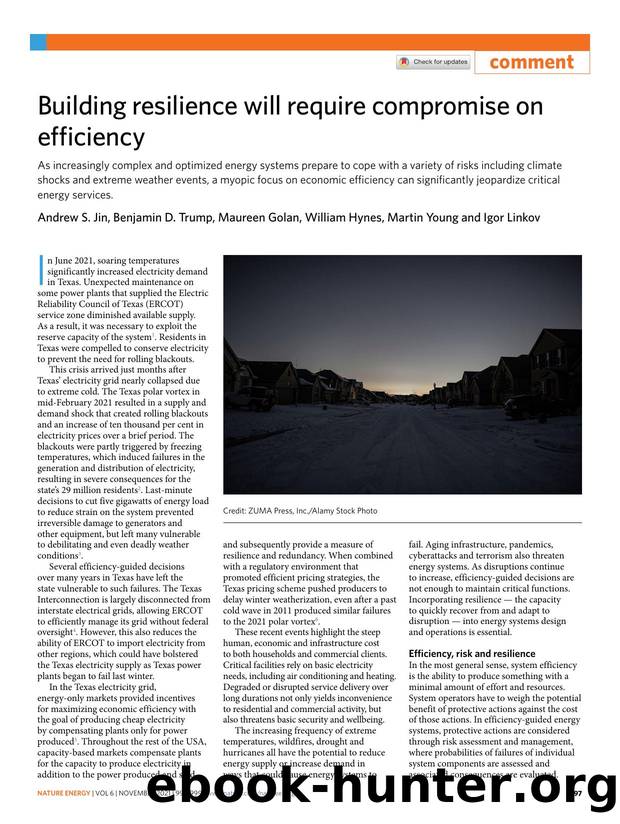 Building resilience will require compromise on efficiency by Andrew S. Jin & Benjamin D. Trump & Maureen Golan & William Hynes & Martin Young & Igor Linkov