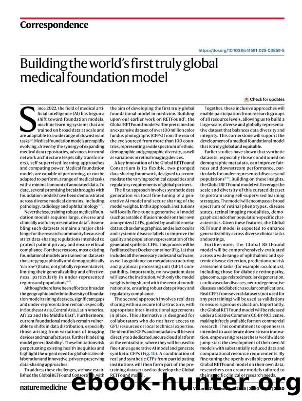 Building the worldâs first truly global medical foundation model by unknow