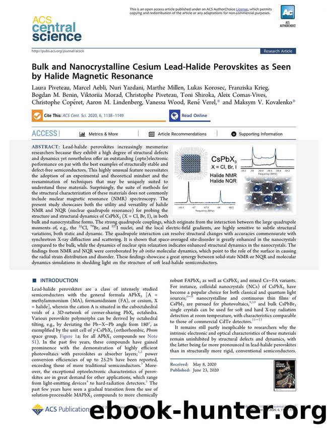 Bulk and Nanocrystalline Cesium Lead-Halide Perovskites as Seen by Halide Magnetic Resonance by unknow