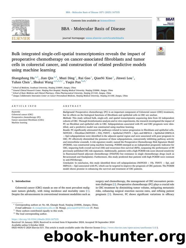 Bulk integrated single-cell-spatial transcriptomics reveals the impact of preoperative chemotherapy on cancer-associated fibroblasts and tumor cells in colorectal cancer, and const by unknow