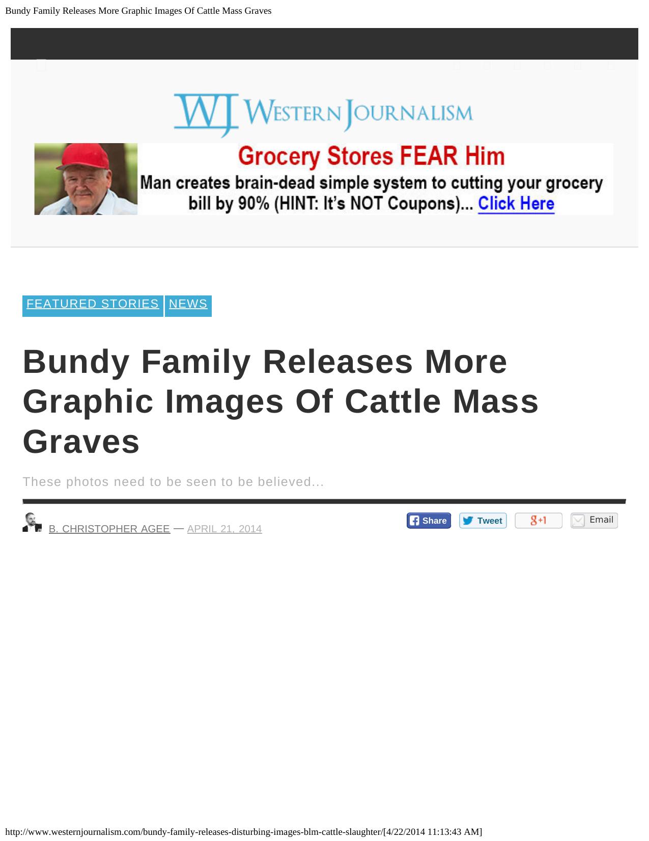 Bundy Family Releases More Graphic Images Of Cattle Mass Graves by Unknown