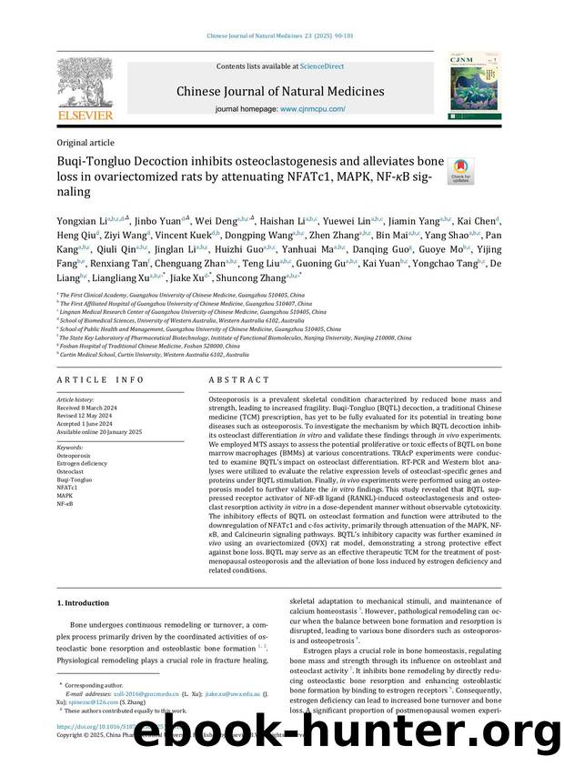 Buqi-Tongluo Decoction inhibits osteoclastogenesis and alleviates bone loss in ovariectomized rats by attenuating NFATc1, MAPK, NF-ÃÂºB signaling by unknow
