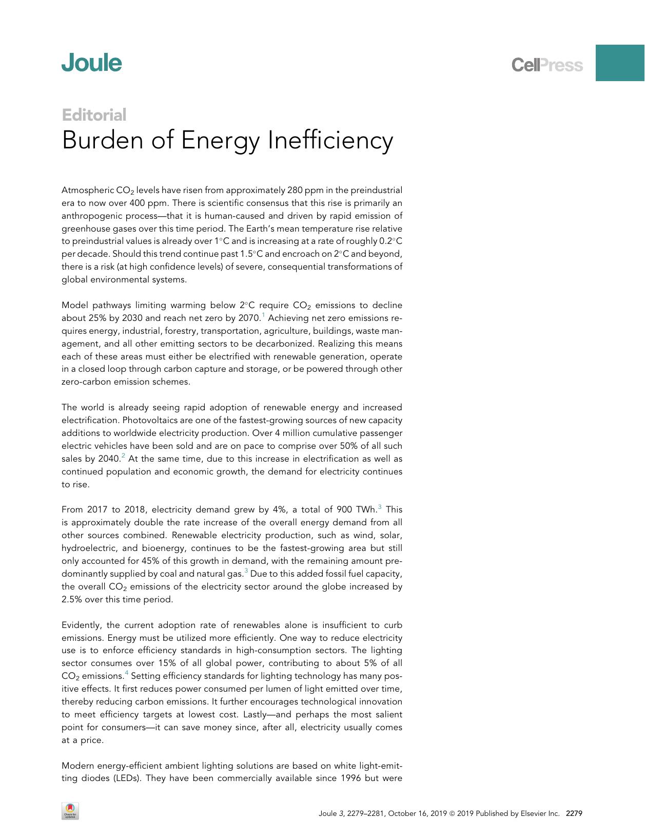 Burden of Energy Inefficiency by Brandon R. Sutherland