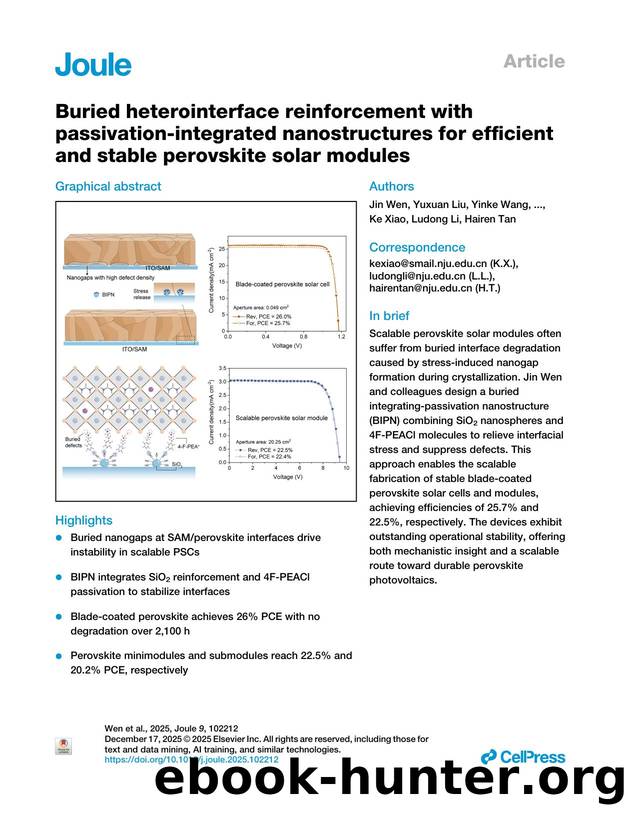 Buried heterointerface reinforcement with passivation-integrated nanostructures for efficient and stable perovskite solar modules by unknow