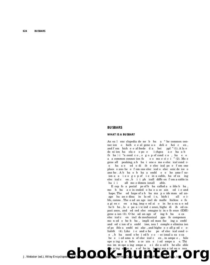 Busbars". In: Wiley Encyclopedia of Electrical and Electronics Engineering by Unknown