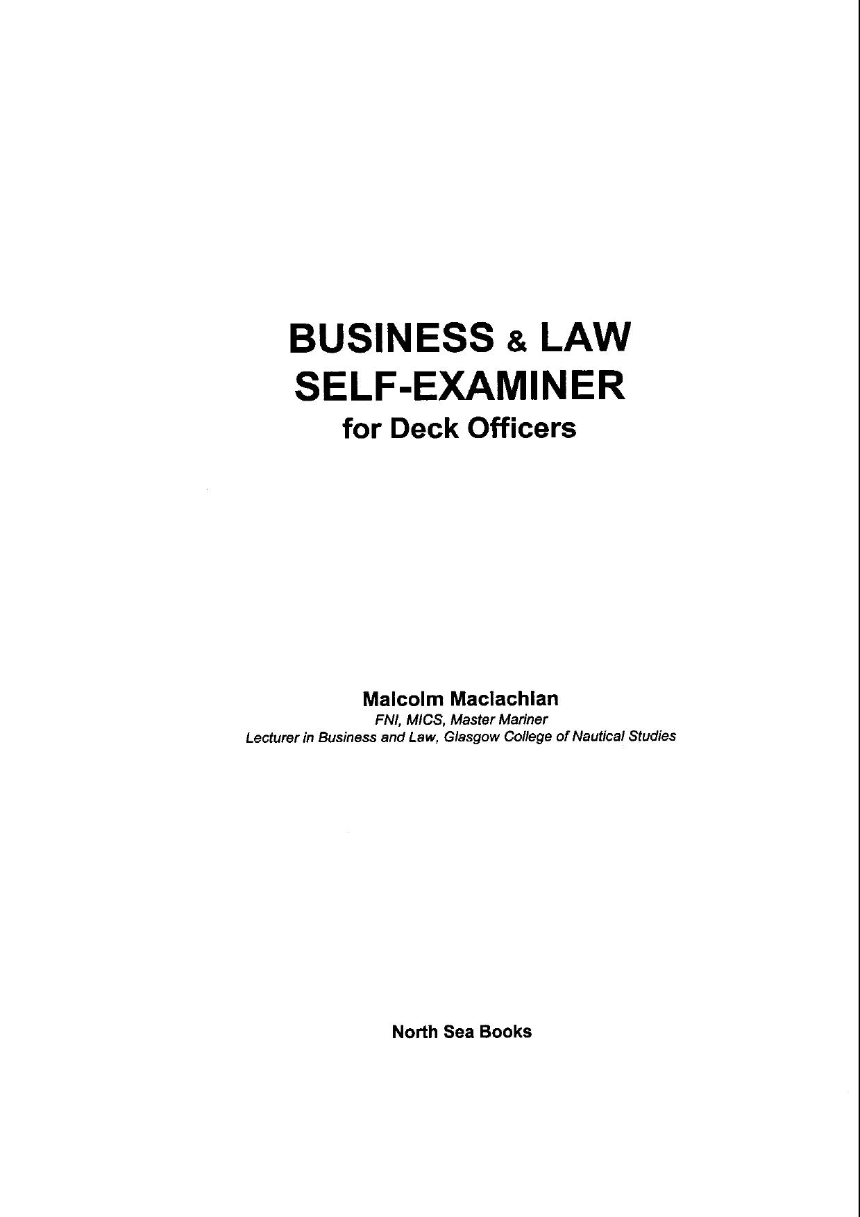 Business & Law Self Examiner for Deck Officers by Unknown