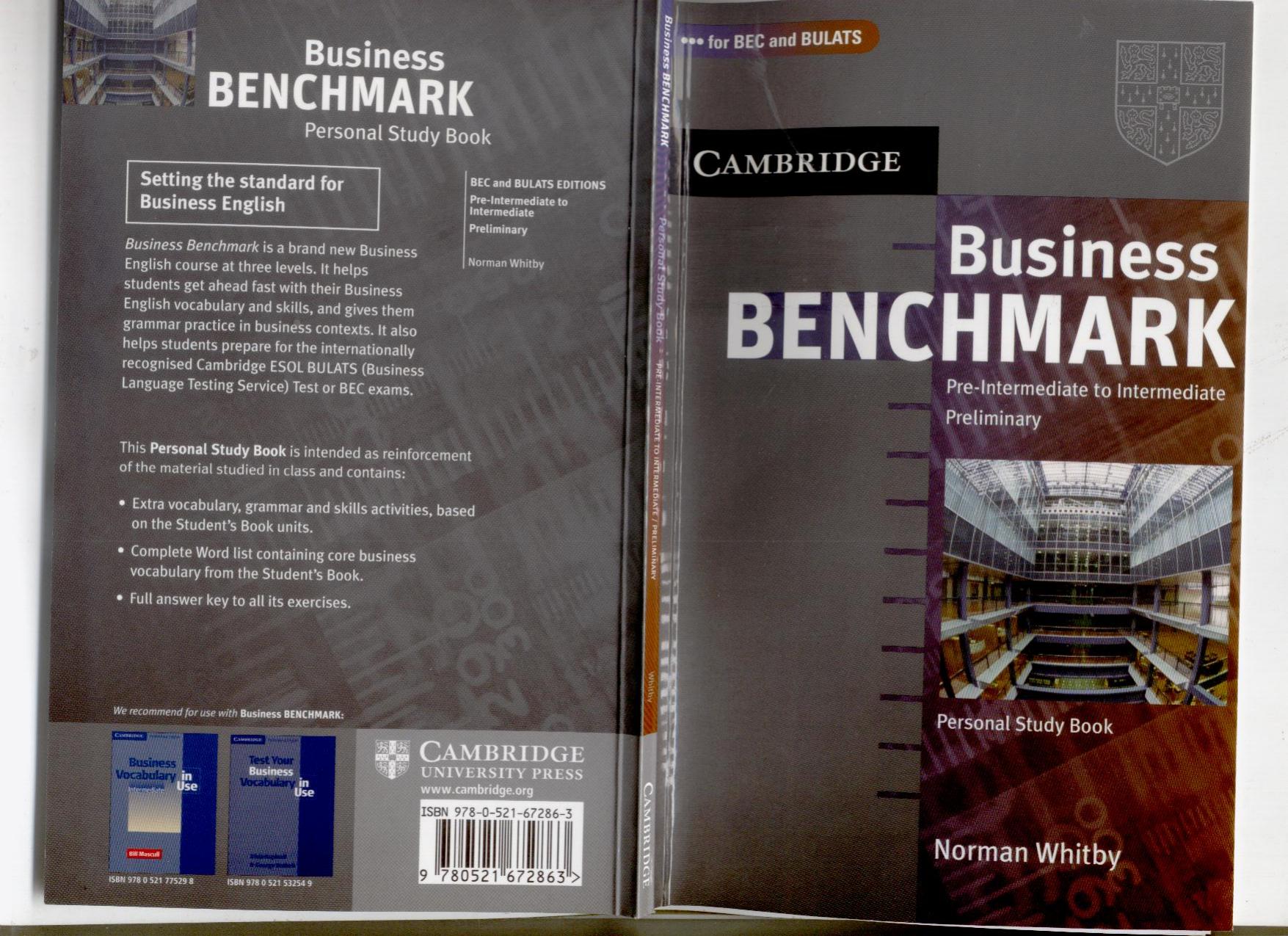 Business Benchmark Pre-Intermediate to Intermediate Prelimenary Personal Study Book by Whitby N