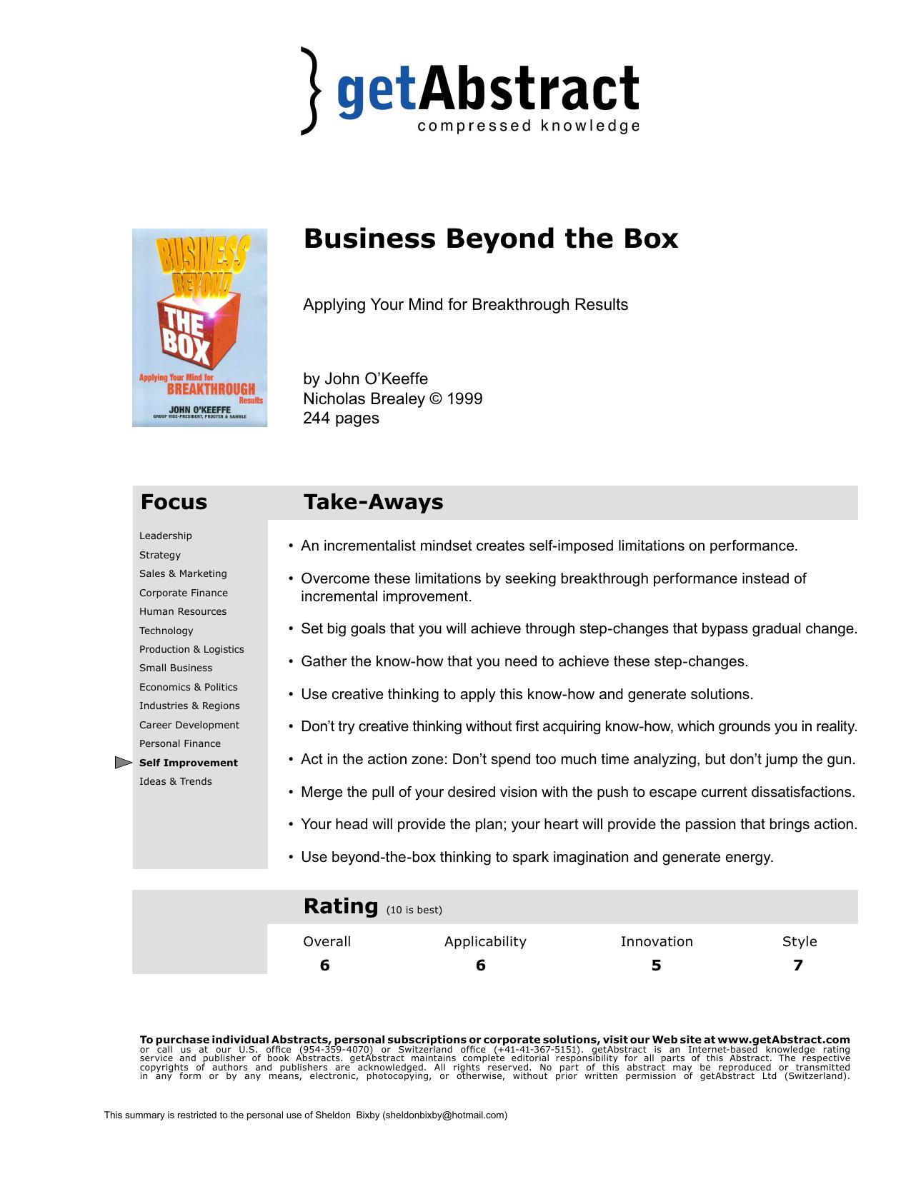 Business Beyond the Box by getAbstract
