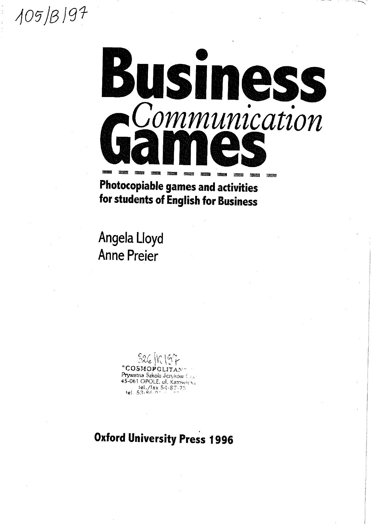 Business Communication Games by Unknown