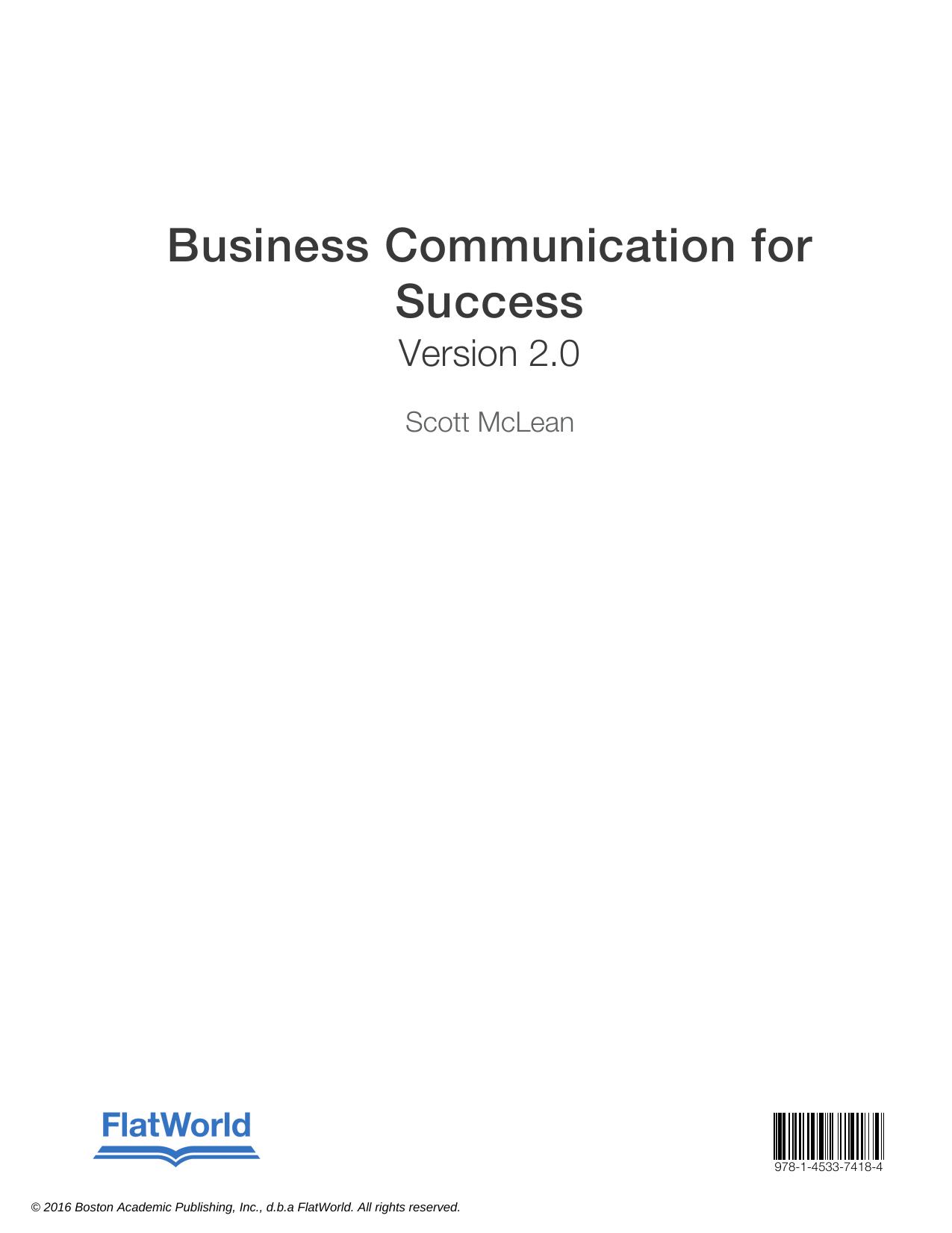 Business Communication for Success by Scott McLean