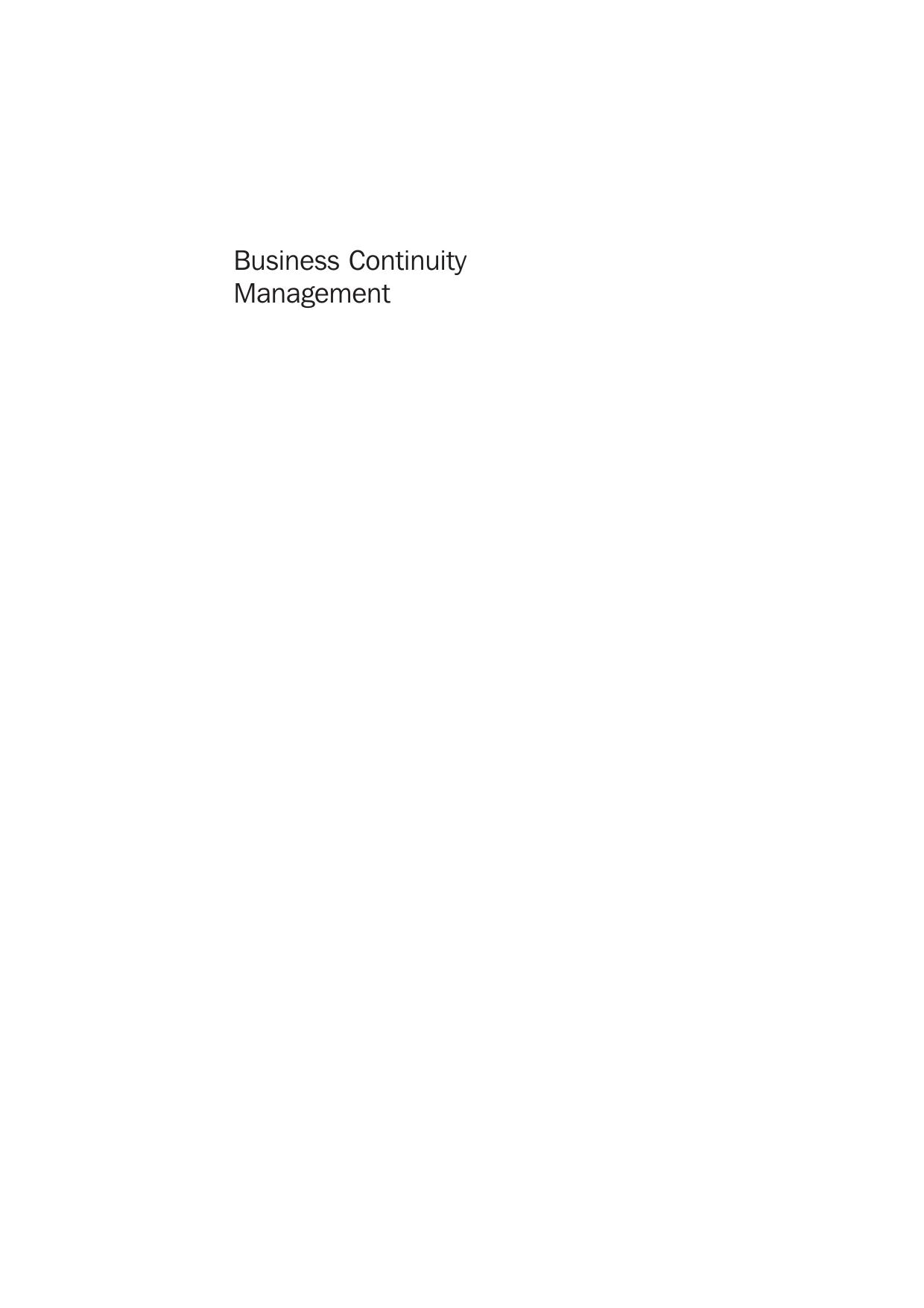 Business Continuity Manment by Boyd Elliott