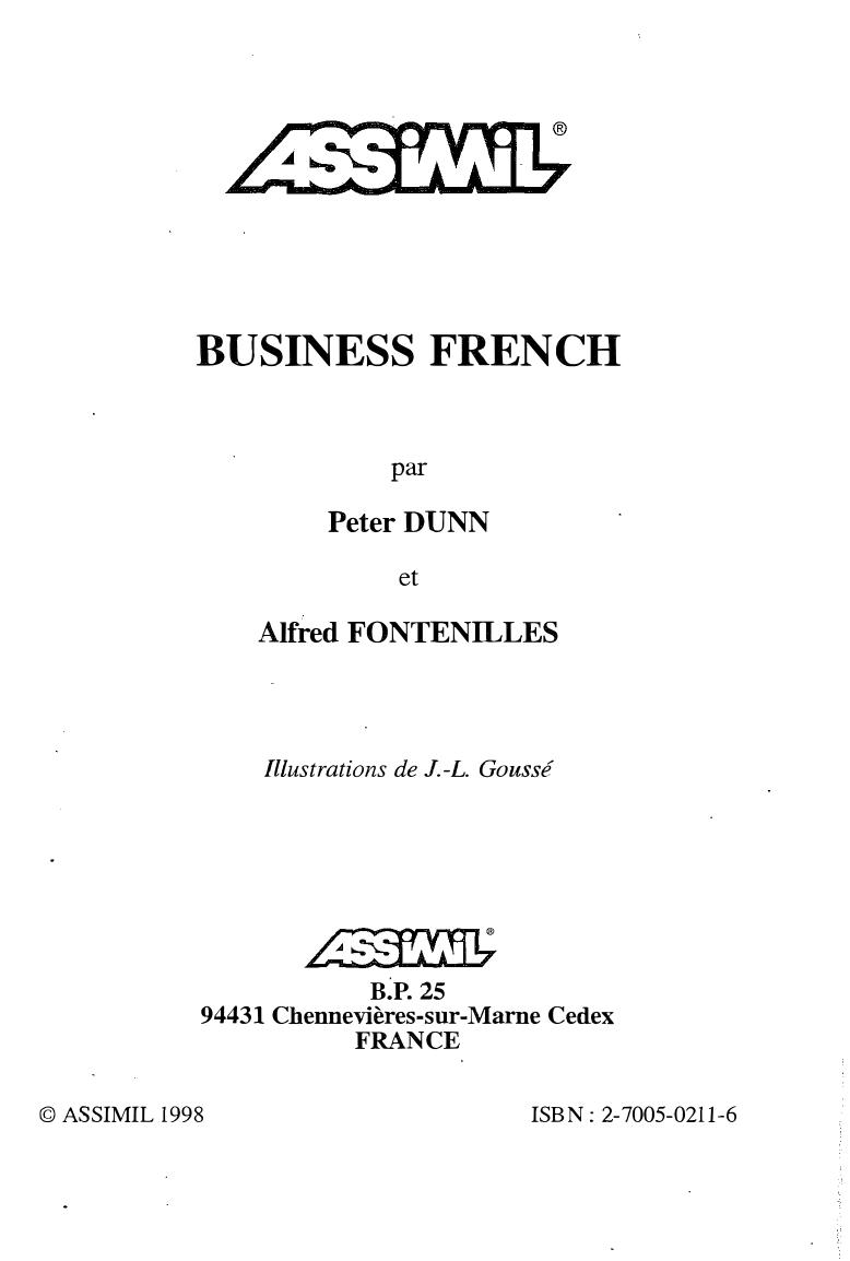 Business French by Peter Dunn Alfred Fontenilles