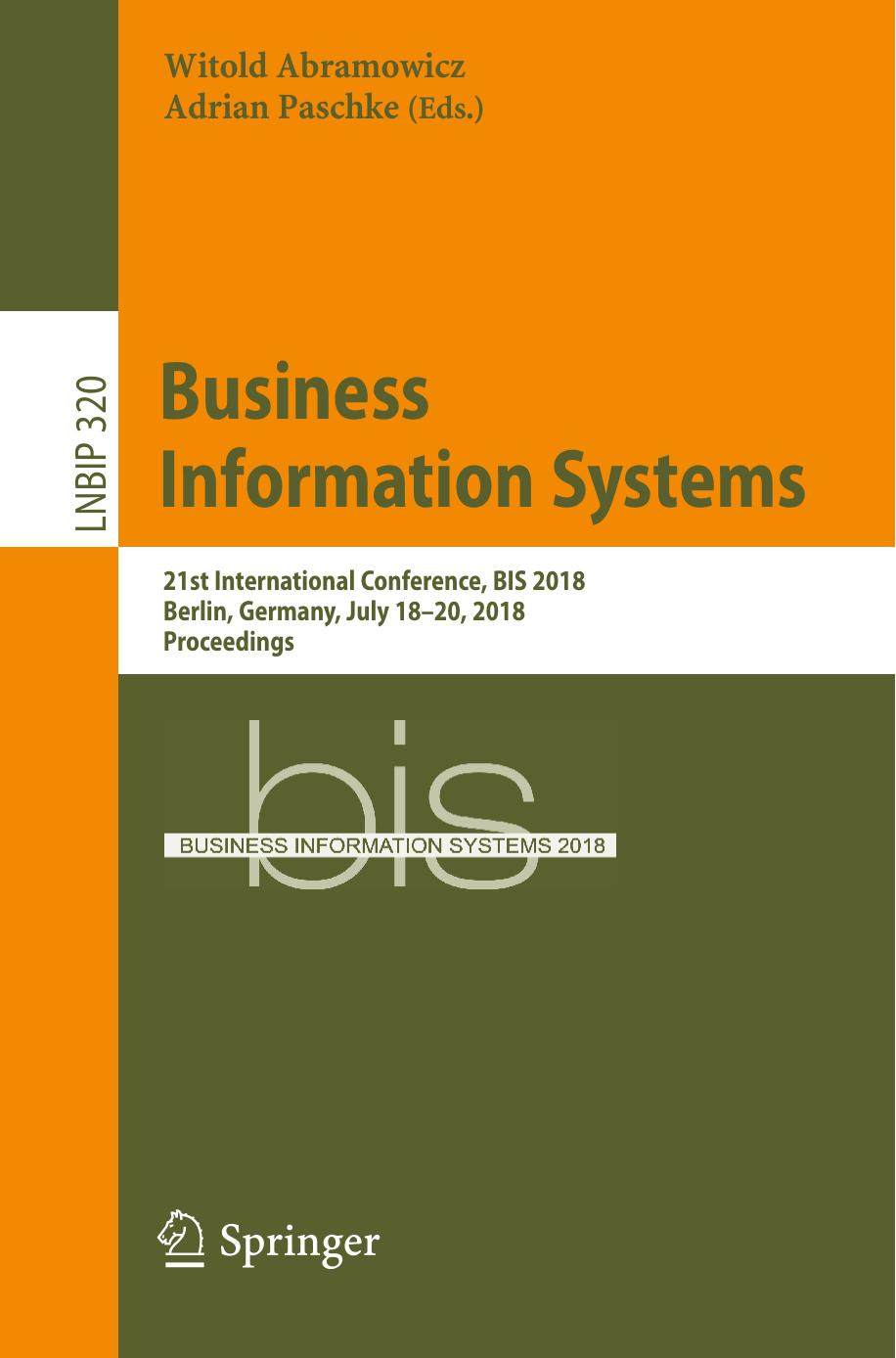 Business Information Systems by Witold Abramowicz Adrian Paschke