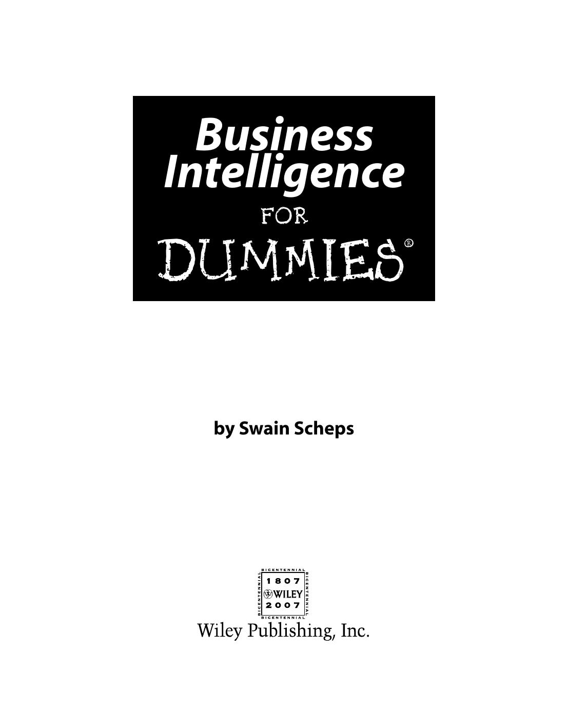 Business Intelligence For Dummies by Swain Scheps