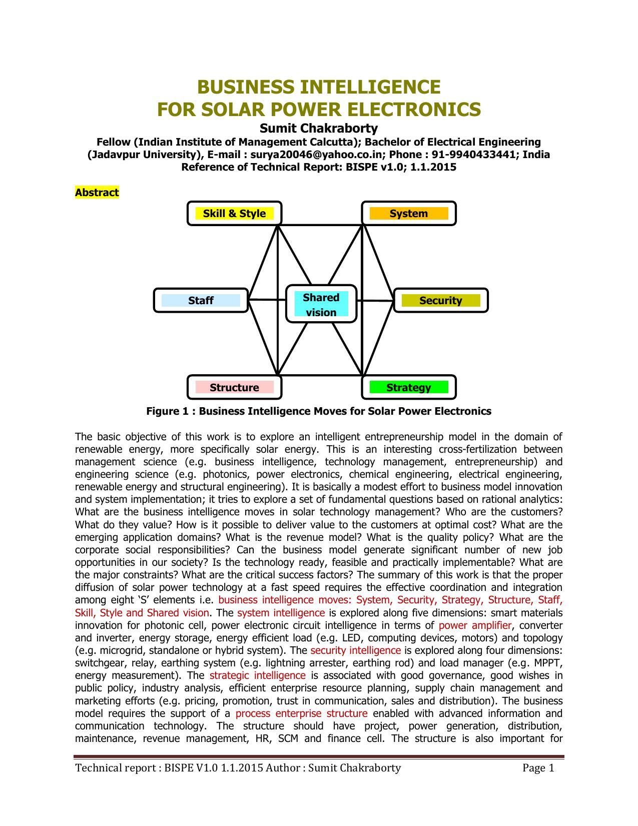 Business Intelligence for Solar Power Electronics by Sumit Chakraborty