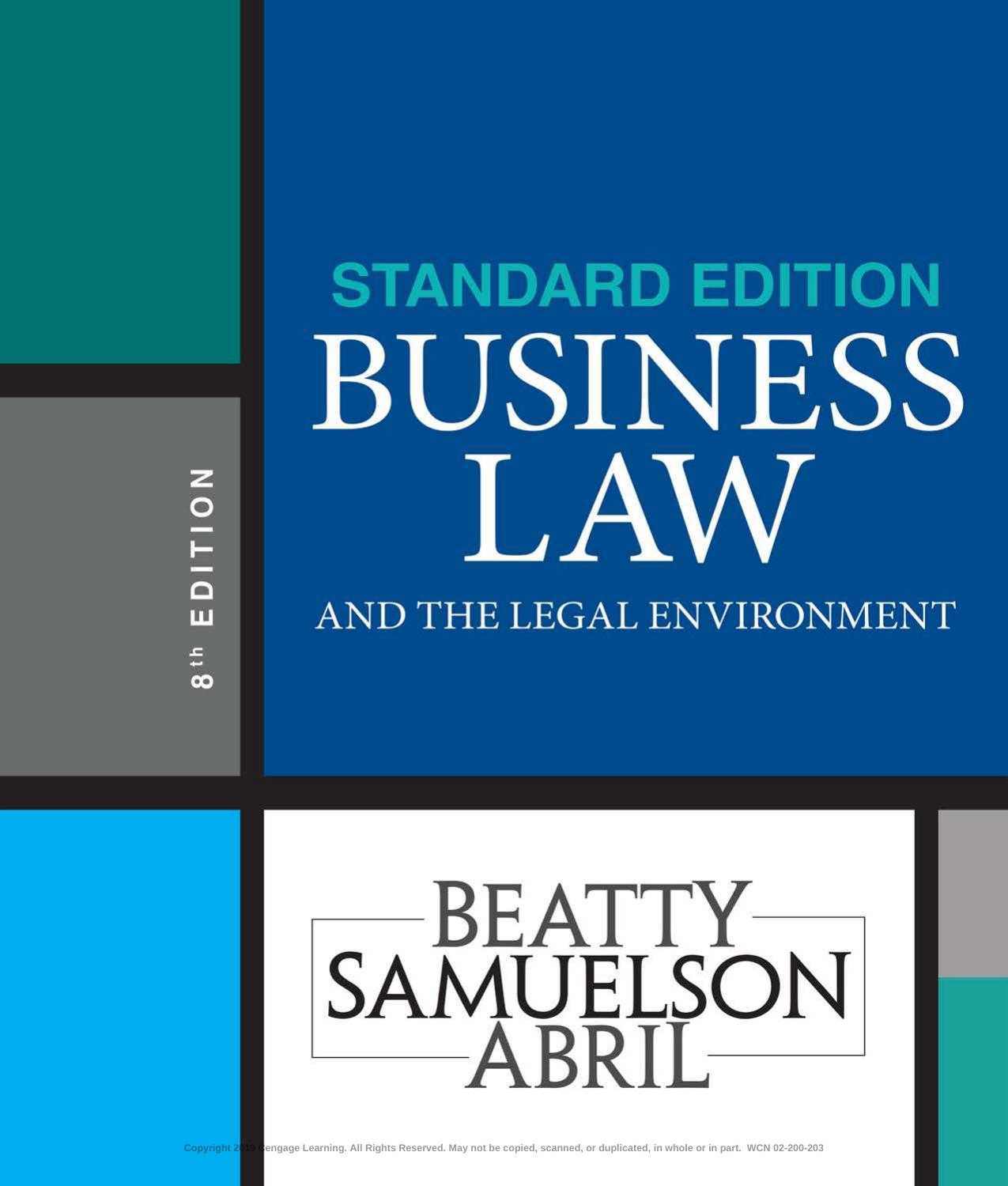 Business Law and the Legal Environment, Standard Edition by Jeffrey F. Beatty Susan S. Samuelson Patricia Sanchez Abril