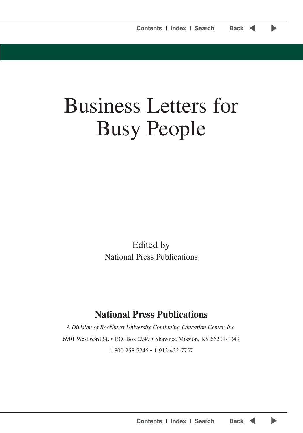 Business Letters for Busy People by National Press Publications