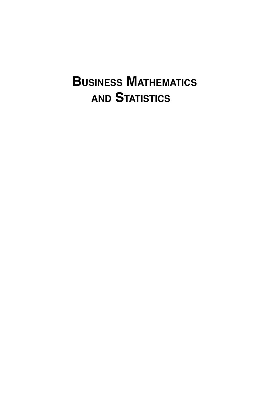 Business Mathematics and Statistics by Asim Kumar Manna