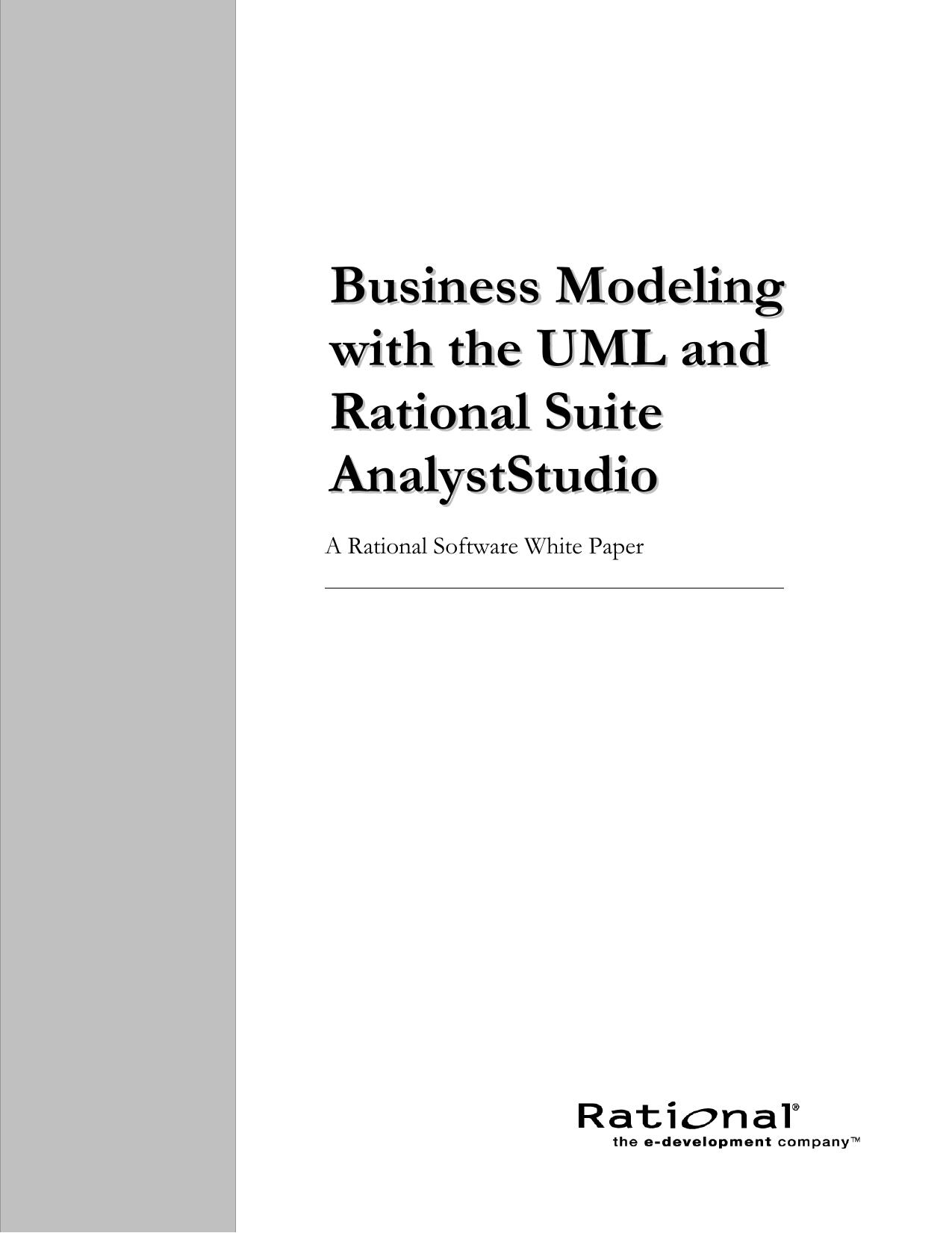 Business Modeling with the UML and Rational Suite AnalystStudio by Unknown