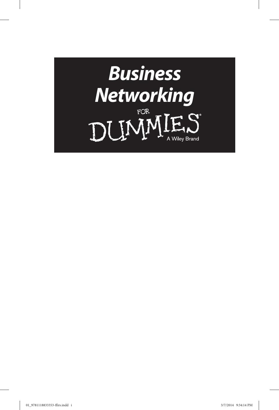 Business Networking For Dummies by Stefan Thomas