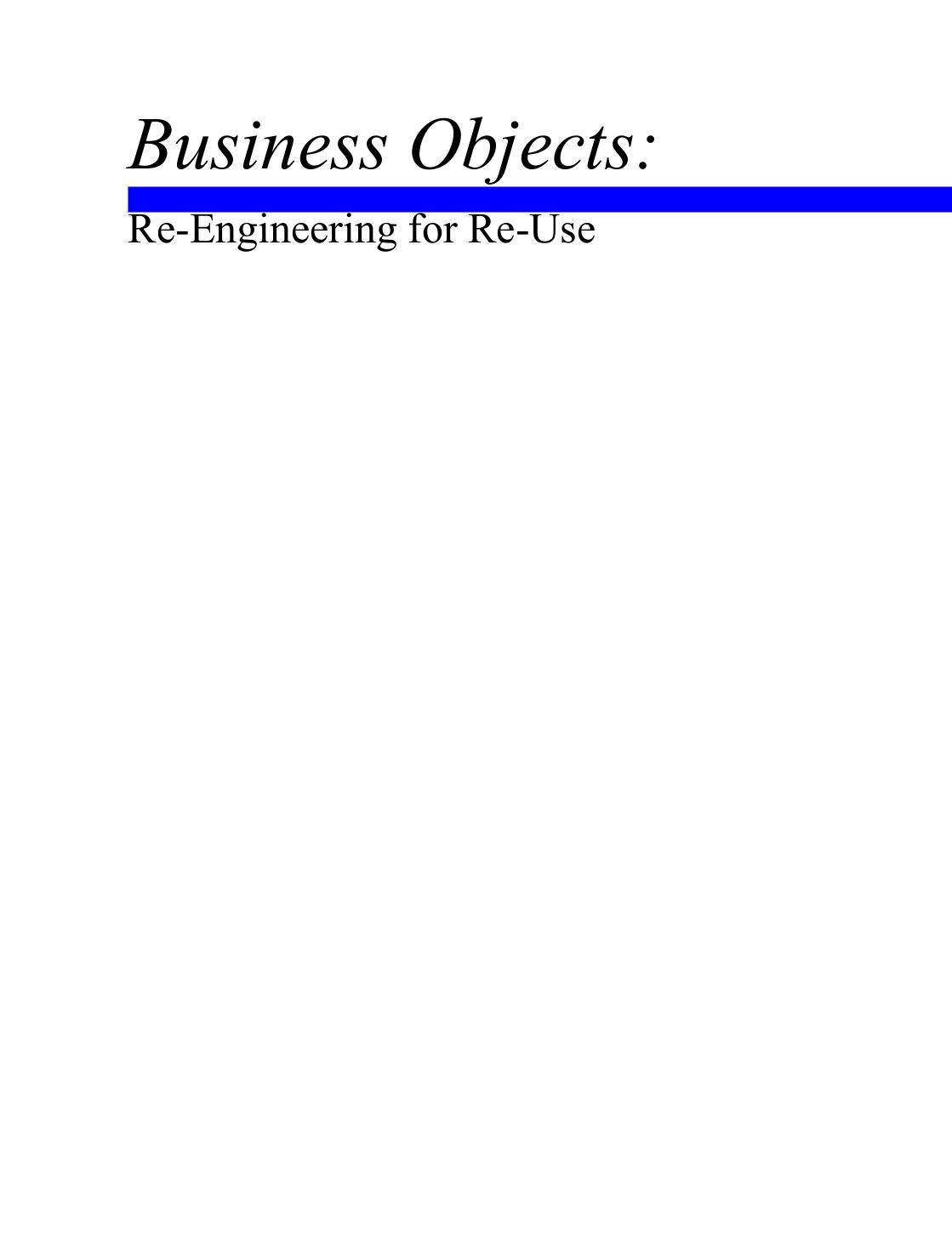 Business Objects: Re-Engineering for Re-Use by Chris Partridge