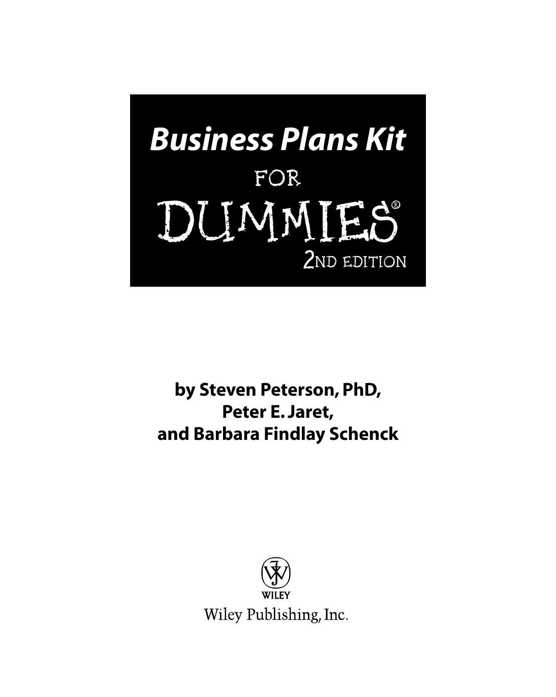 Business Plans Kit for DUMmIES 2nd by Unknown