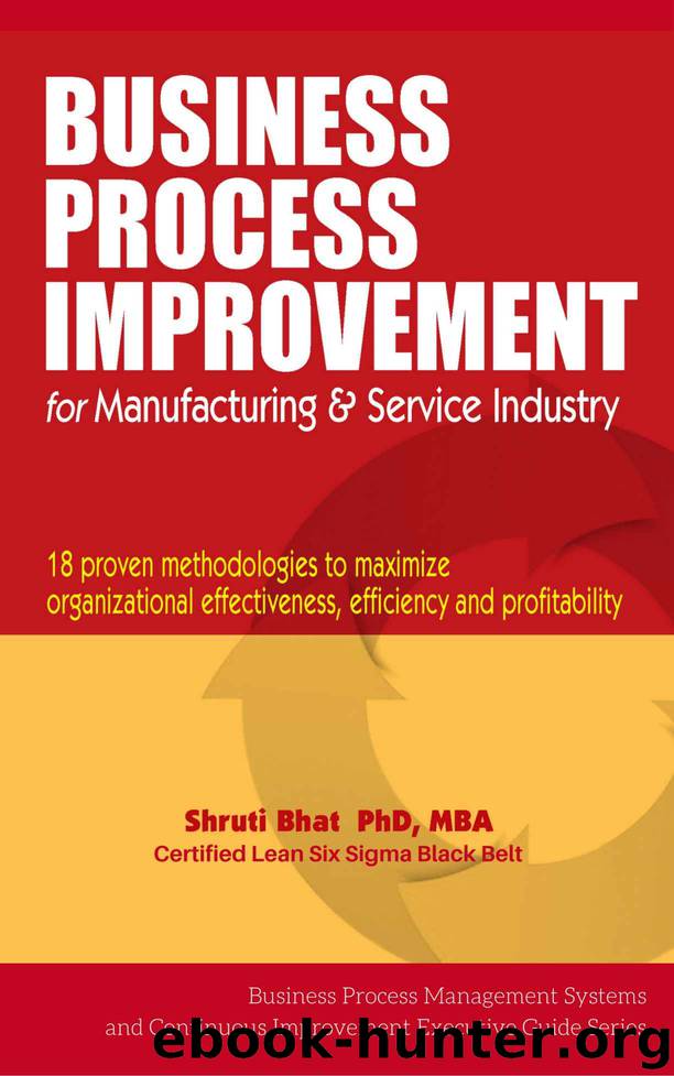 Business Process Improvement For Manufacturing And Service Industry- 18 Proven Methodologies to Maximize Organizational Effectiveness, Efficiency and Profitability. ... Improvement by Shruti Bhat