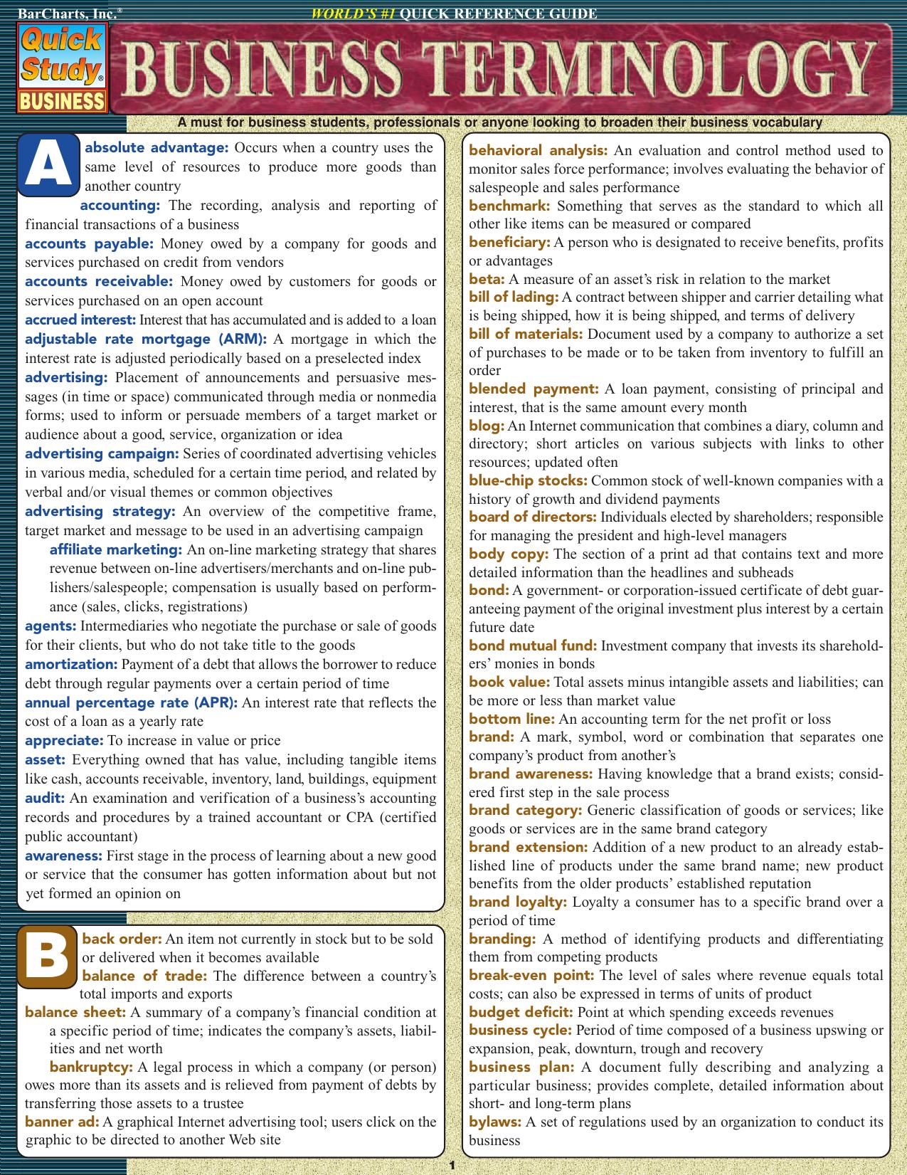 Business Terminology by Unknown