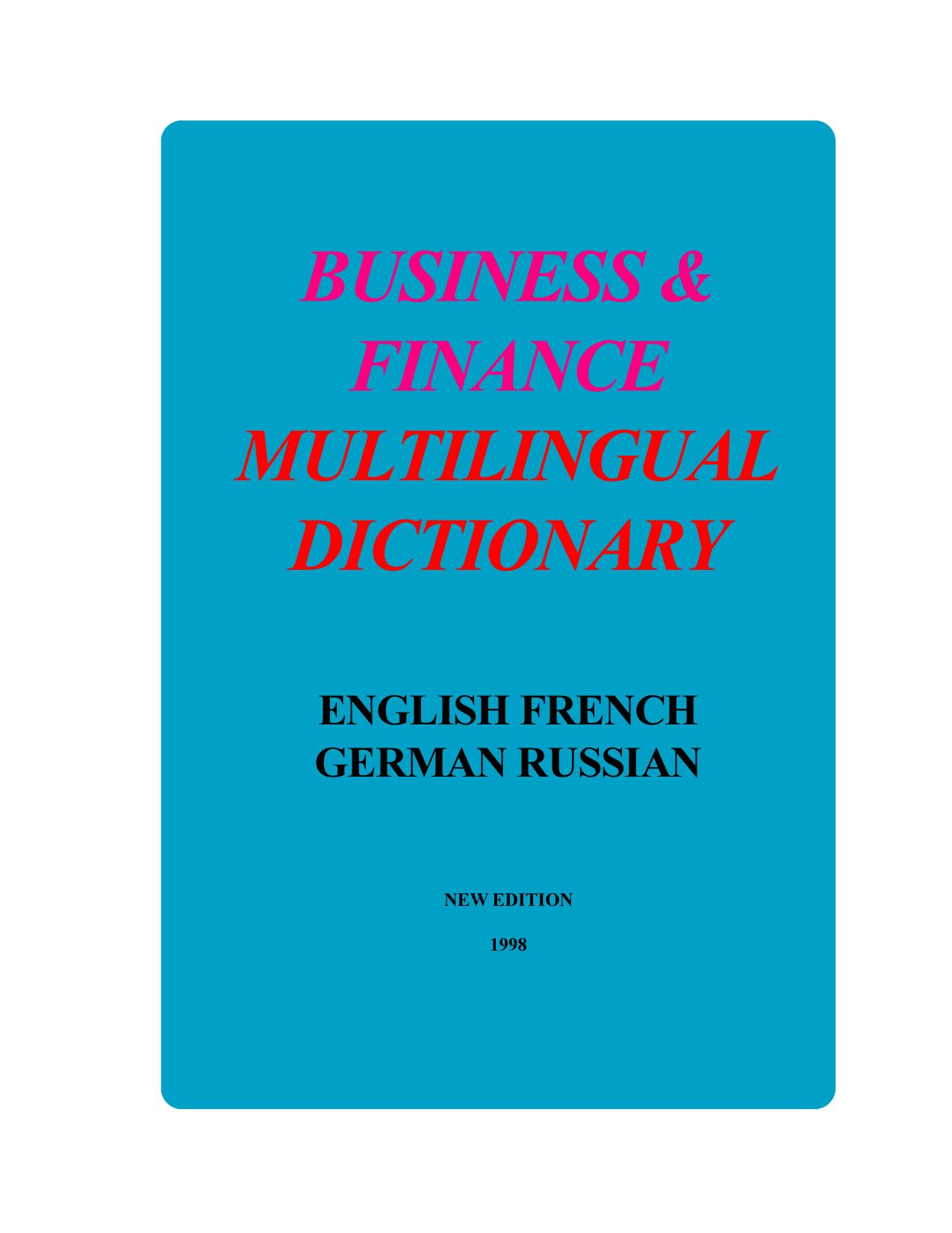 Business and Finance multilungual dictionary by Sharshakov Igor