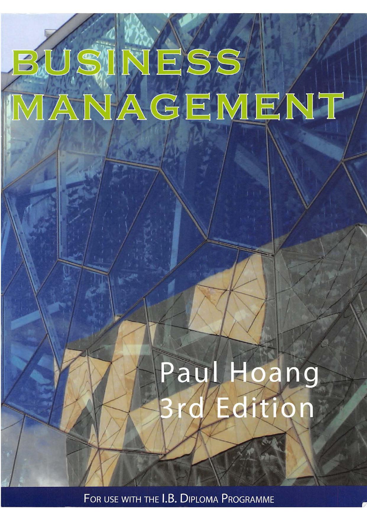 Business and Management for the IB Diploma Paul Hoang Third Edition by Paul hoang
