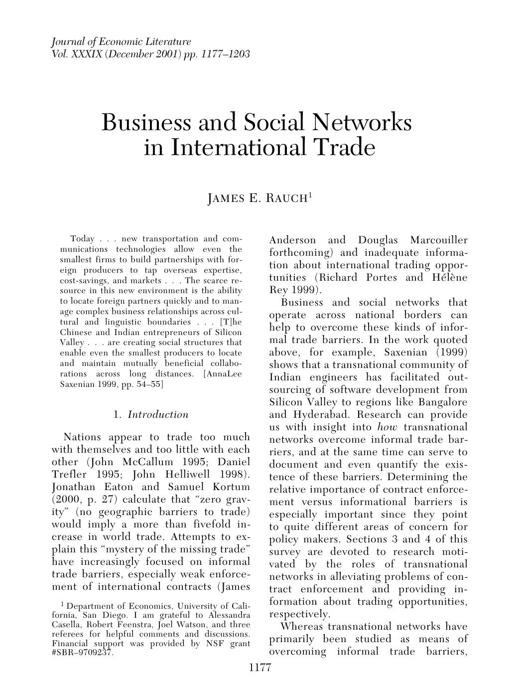 Business and social networks in International Trade by Unknown