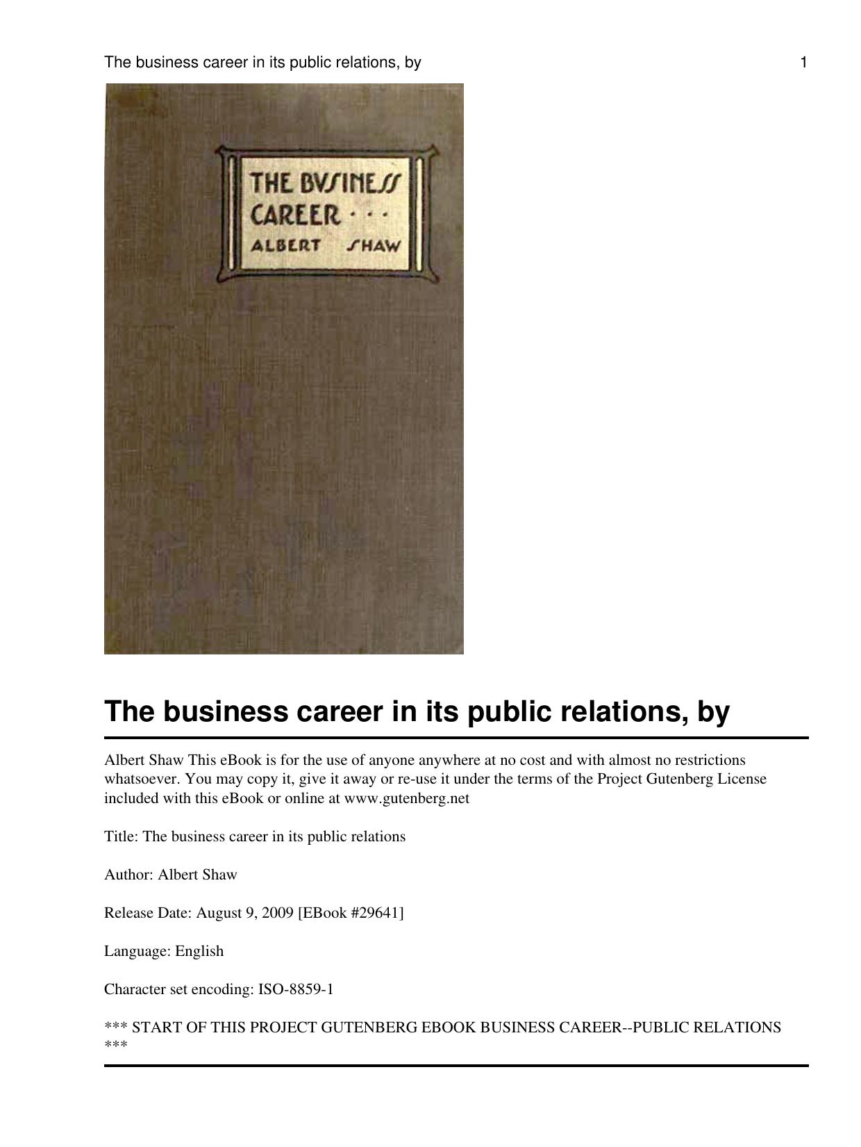 Business career in its public relations (classic reprint) by Shaw Albert