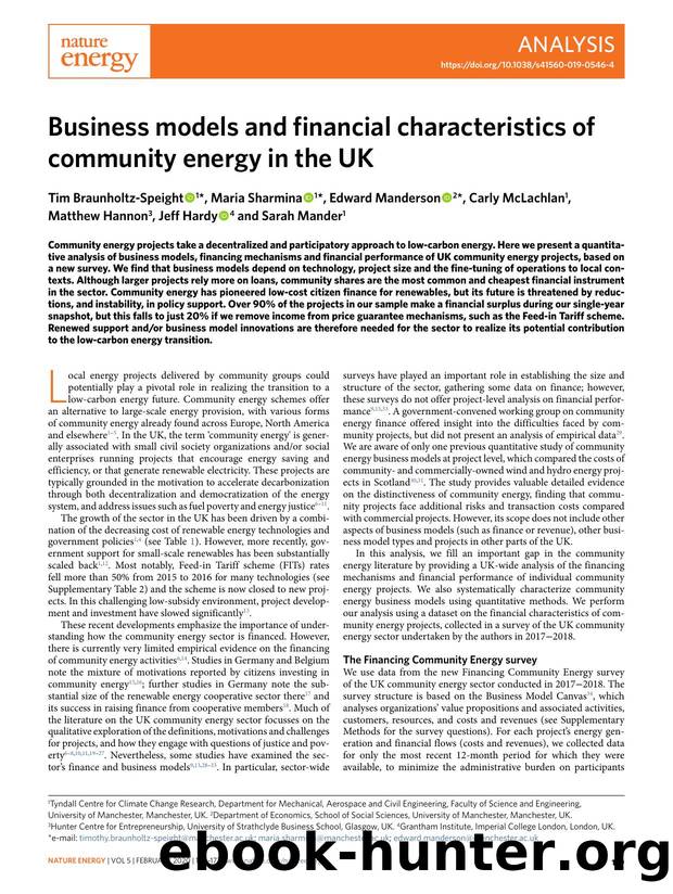 Business models and financial characteristics of community energy in the UK by unknow