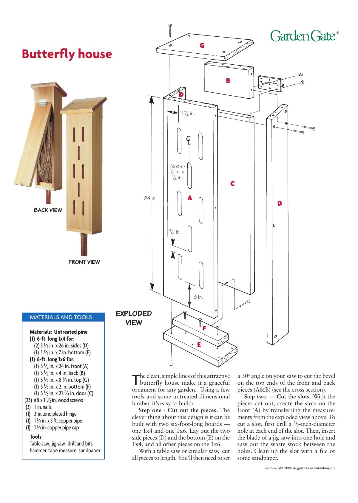 Butterfly House Plans by Garden Gate Magazine