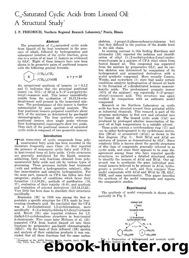 C <Subscript>18 <Subscript>-saturated cyclic acids from linseed oil: A structural study by Unknown