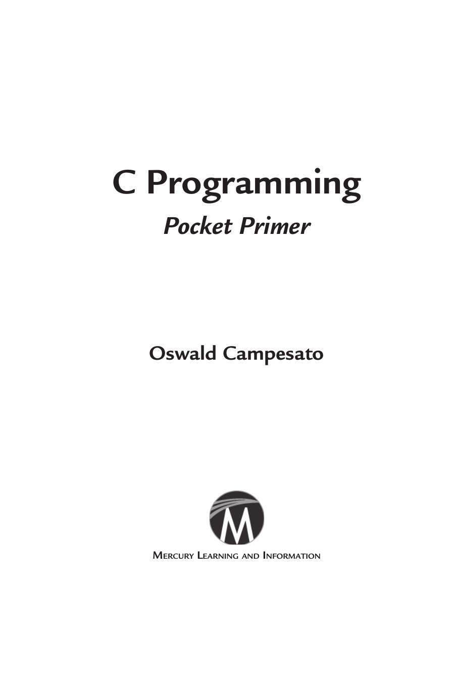 C Programming Pocket Primer by Oswald Campesato