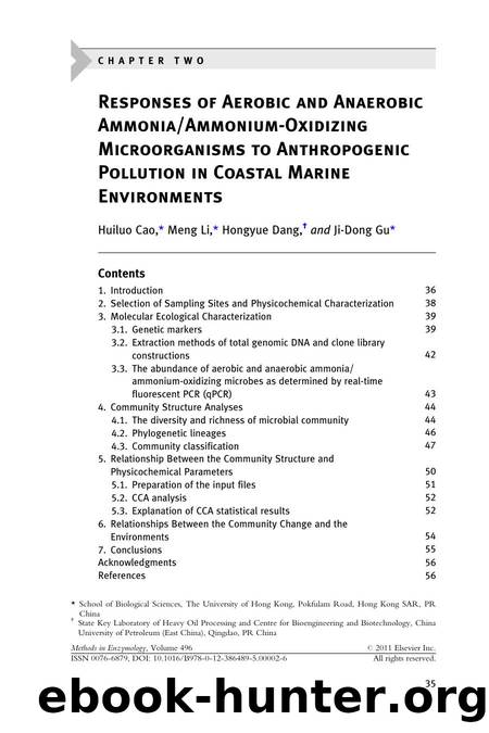 C h a p t e r  two  -  Responses of Aerobic and Anaerobic AmmoniaAmmonium-Oxidizing Microorganisms to Anthropogenic Pollution in Coastal Marine Environments by Huiluo Cao & Meng Li & Hongyue Dang & Ji-Dong Gu