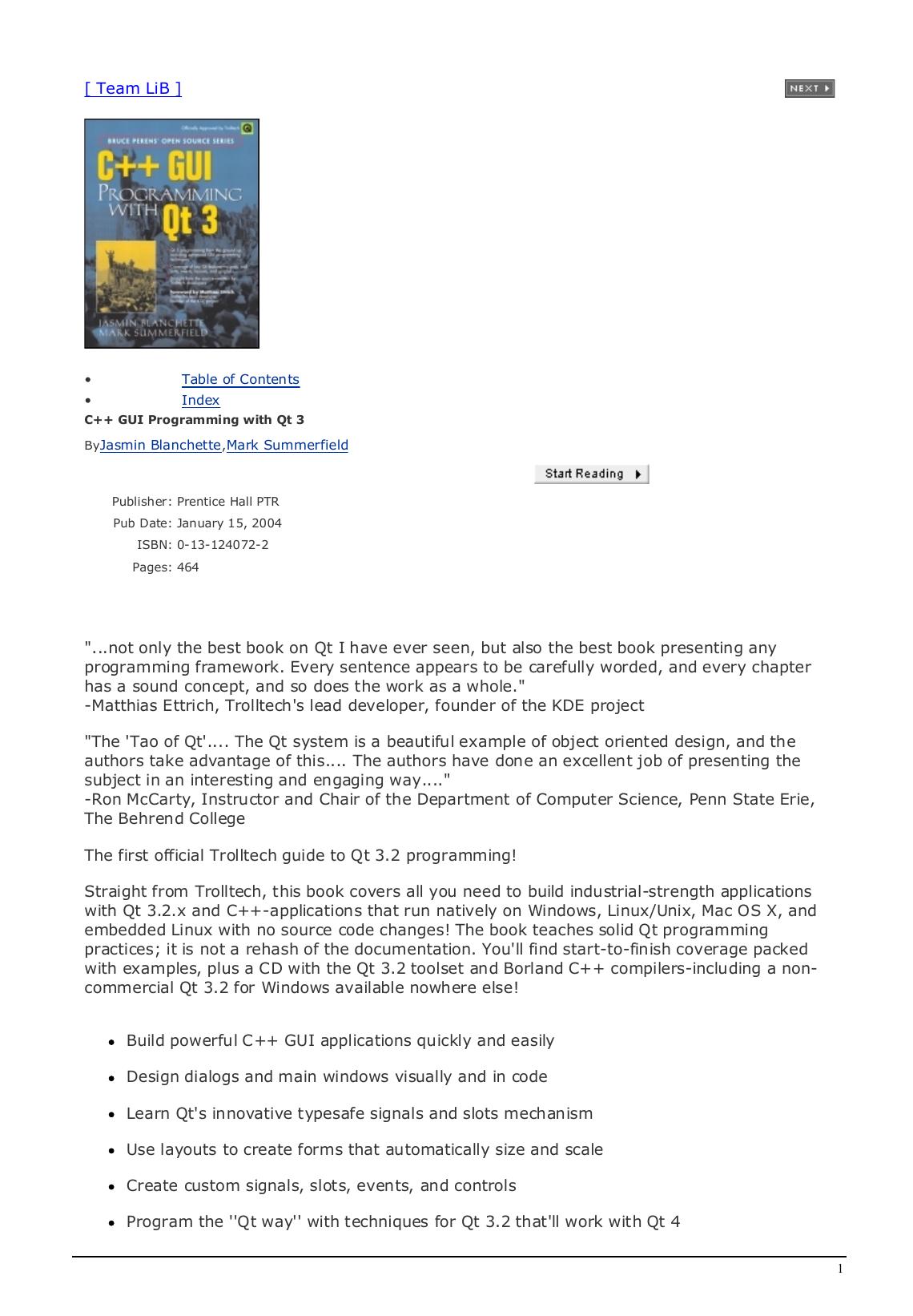 C++ GUI Programming with Qt 3.2 by Jasmin Blanchette Mark Summerfield